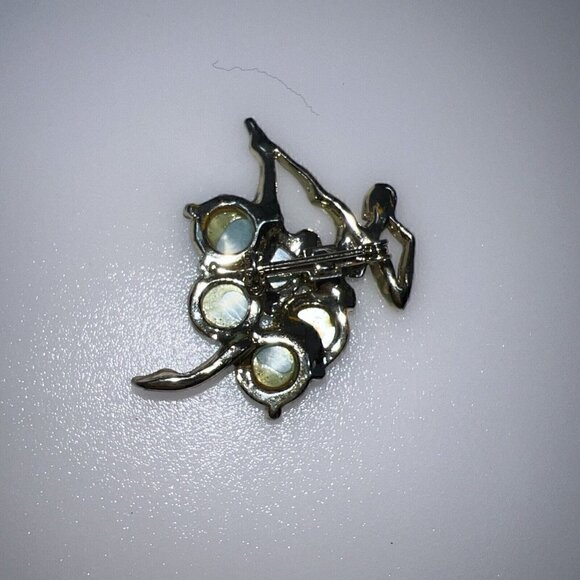1950s mid century abstract ballerina pin pearlized green lucite on metal - Picture 3 of 4